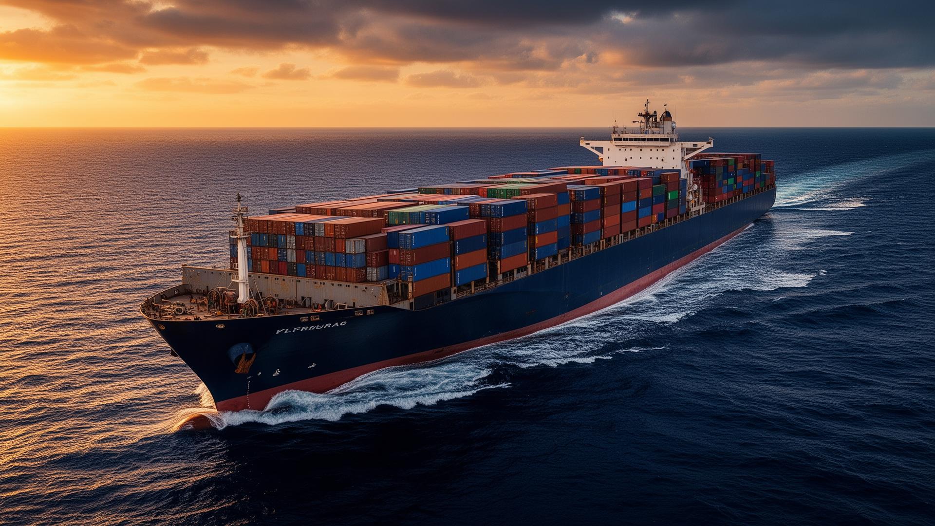 Cargo container ship at sea